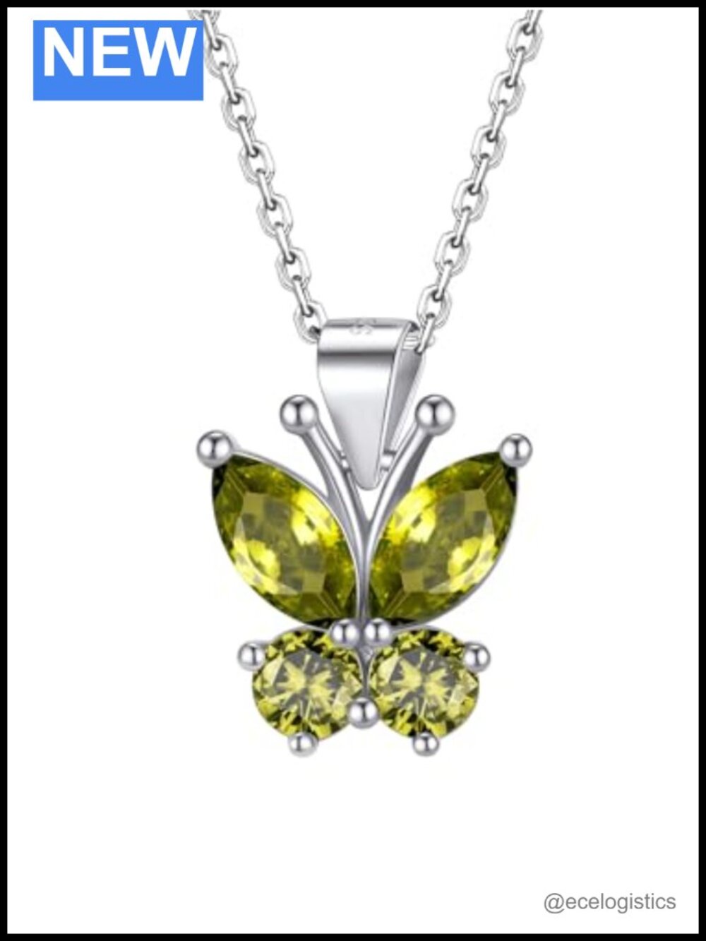 Sterling Silver Butterfly Birthstone Necklace